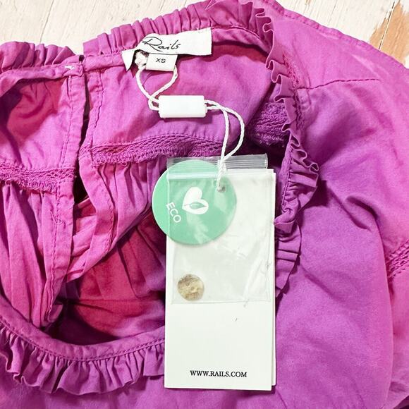 Rails Filomena Summer Casual Lightweight Ruffle Top Size XS Berry - Picture 3 of 10